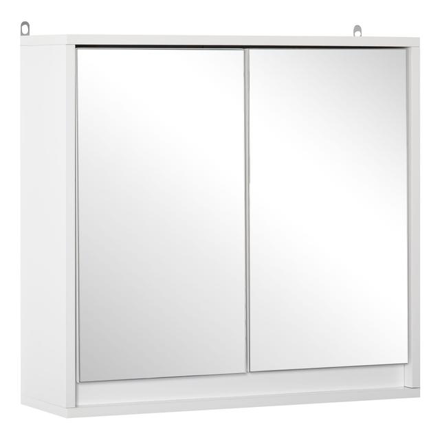 HOMCOM Bathroom Medicine Cabinet, Wall Mounted Mirror Cabinet, White | by TSC