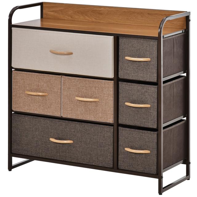 HOMCOM Drawer Dresser, Fabric Chest of Drawers, Storage Organizer Steel Frame | Size: 34" X 11" X 23" | by TSC