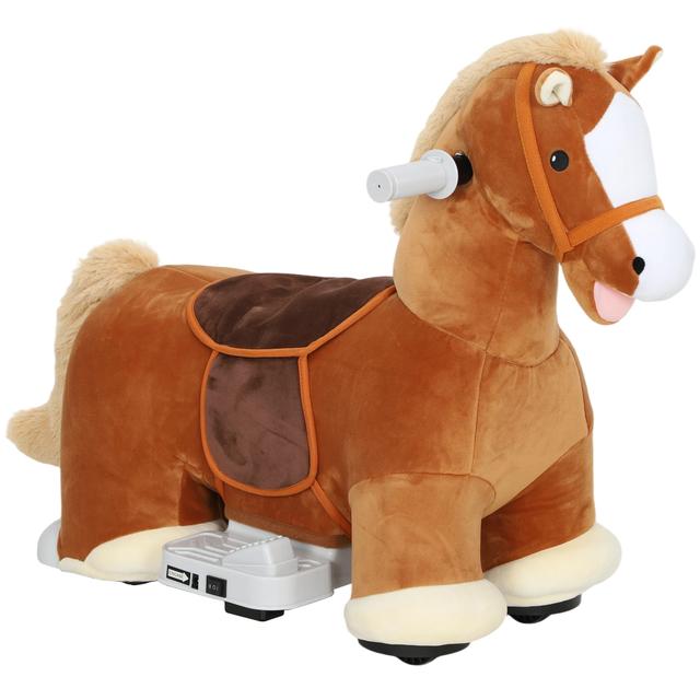Qaba Ride on Toy, 6V Battery Powered Electric Ride on Horse, Brown | by TSC