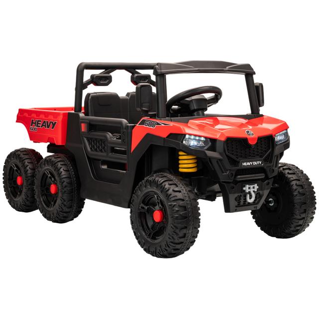 Qaba 24V 4WD Kids Ride On Truck with 6 Wheels and Dump Bed, Red | by TSC