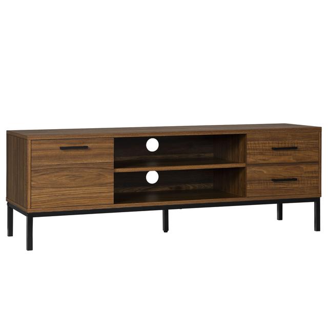HOMCOM TV Stand for TV up to 50 Inches, Entertainment Center with Storage | Style: Dark Walunt | Size: 52"W X 15"D X 18"H | by TSC