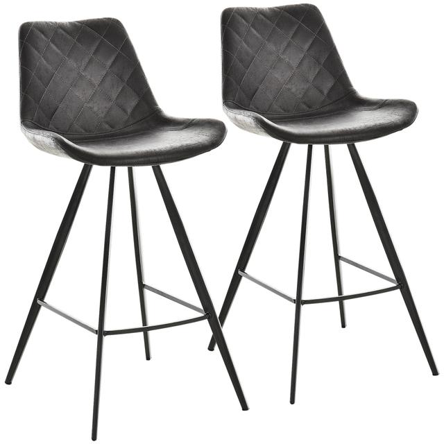 HOMCOM Bar Height Bar Stools Set of 2, Microfiber Cloth Bar Chairs | by TSC