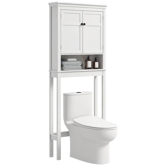 HOMCOM Over the Toilet Storage Cabinet, 3-Tier Washing Machine Cabinet | Style: White | Size: 28" W X 8" D X 69" H | by TSC