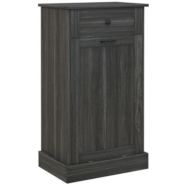 HOMCOM Tilt Out Trash Cabinet, Hidden Garbage Bin Cabinet with Drawer | Style: Charcoal Grey | by TSC