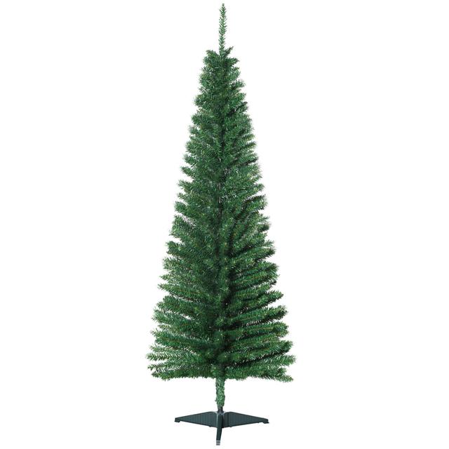 HOMCOM 6/7' Artificial Christmas Tree Xmas Slim Tree Holiday Home DÃ©cor | Style: Green | Size: 7Ft | by TSC