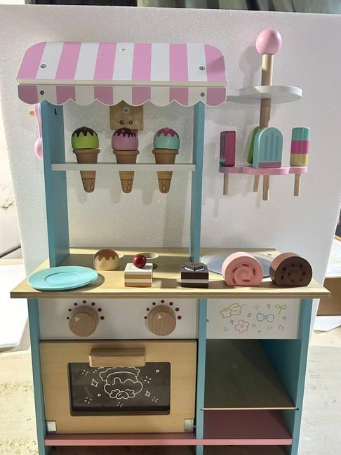 Qaba Wooden Ice Cream Toy Shop, Pretend Play Food Store with Toy Food | by TSC