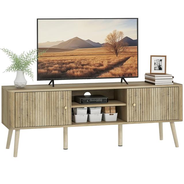 HOMCOM TV Stand for 65 Inch Television, Entertainment Center, Oak | by TSC