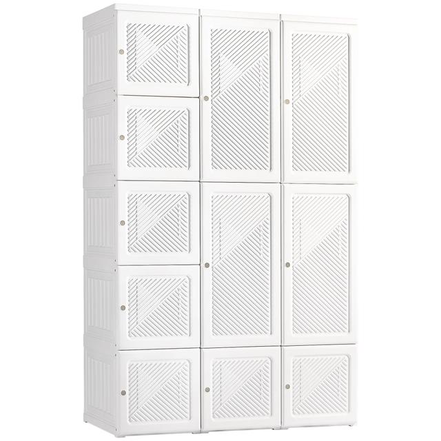 HOMCOM Portable Wardrobe Folding Closet with Cube Storage, White | by TSC