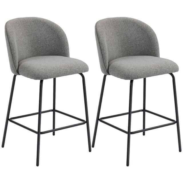 HOMCOM 27" Counter Height Modern Bar Stools Set of 2 with Back, Dark Grey | by TSC