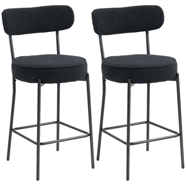 HOMCOM Modern Bar Stools Set of 2 27" Counter Height Barstools for Dining Room | Style: Black | Size: 21" X 19" X 37" | by TSC