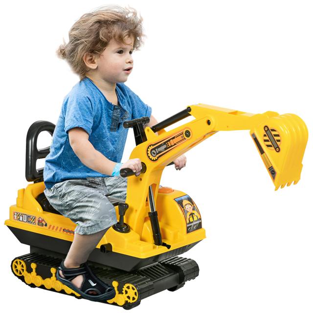 Qaba Kids Ride-on Excavator with Digger, Pretend Play Construction Truck | by TSC