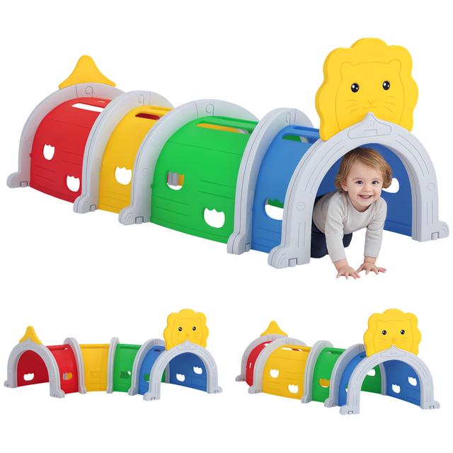 Qaba Tunnel for Kids to Crawl Through, Lion Design Toddler Play Tunnel | by TSC