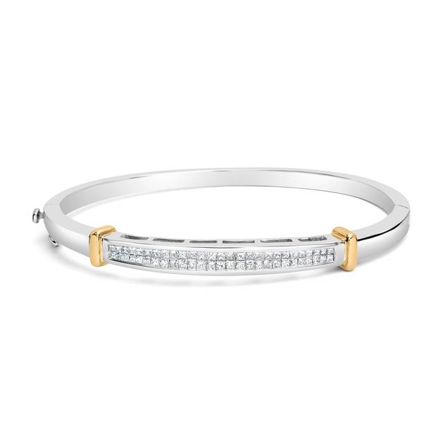 14K Two-Toned Gold Princess Cut Diamond Fashion Bangle (1 cttw, H-I Color, SI1-SI2 Clarity) | by TSC
