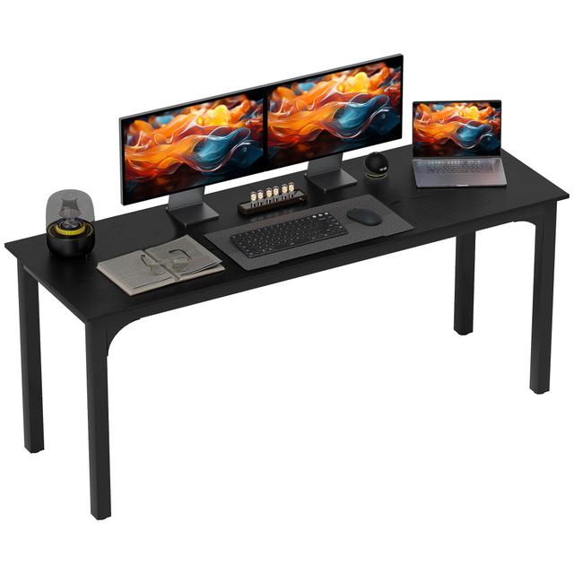 HOMCOM Computer Desk, Study Desk with Metal Legs | Style: Distressed Black | Size: 71"W | by TSC
