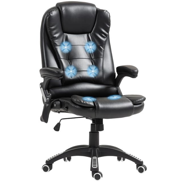 Vinsetto Home Office Massage Chair High Back Chair w/ Swivel Wheels | Style: Black | Size: 26" X 29" X 46" | by TSC