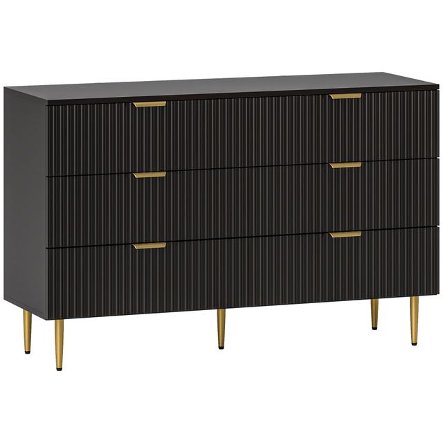 HOMCOM Dresser for Bedroom Chest of Drawers Gold Handles and Legs | Style: Black | Size: 47" x 16" x 30" | by TSC