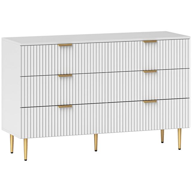 HOMCOM Dresser for Bedroom Chest of Drawers Gold Handles and Legs | Style: White | Size: 24" x 16" x 38" | by TSC