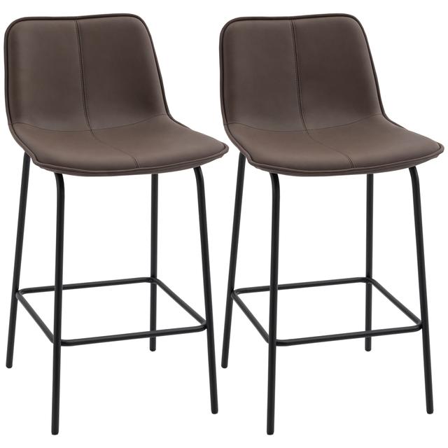 HOMCOM Modern Bar Stools Set of 2 Counter Height Bar Chairs Kitchen | Style: Coffee | Size: 19" X 21" X 38" | by TSC