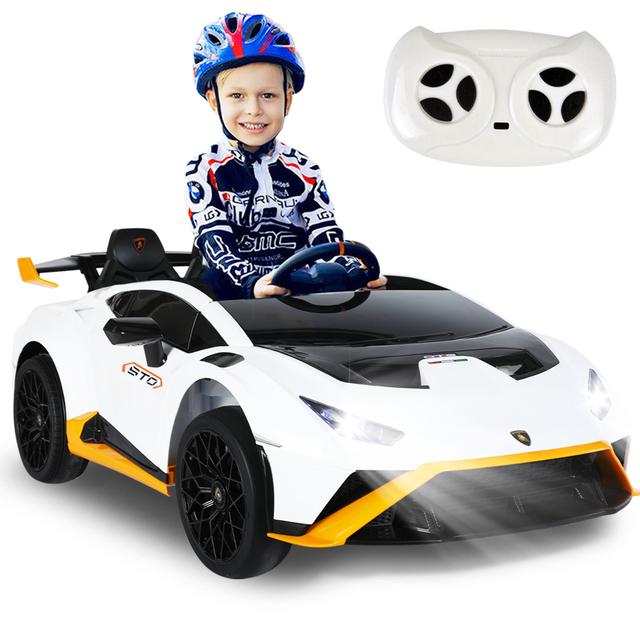 Lamborghini Kids Two-Seater Huracan STO Ride-on Car | Grigio Antares | Vitesse : jusqu'à 6 km/h | Autonomie jusqu'à 55 minutes | Télécommande | Je