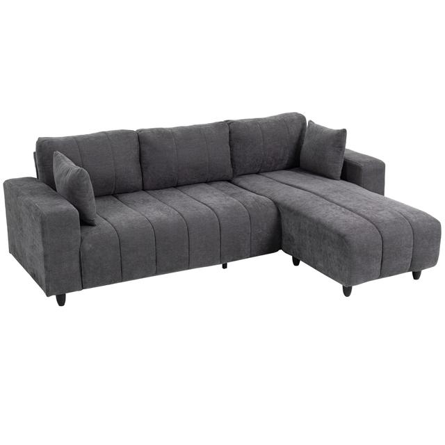 HOMCOM Sectional Sofa, 3 Seater L-Shaped Couch with Integrated Seat | Style: Charcoal Grey | Size: 95"W X 61"D X 34"H | by TSC