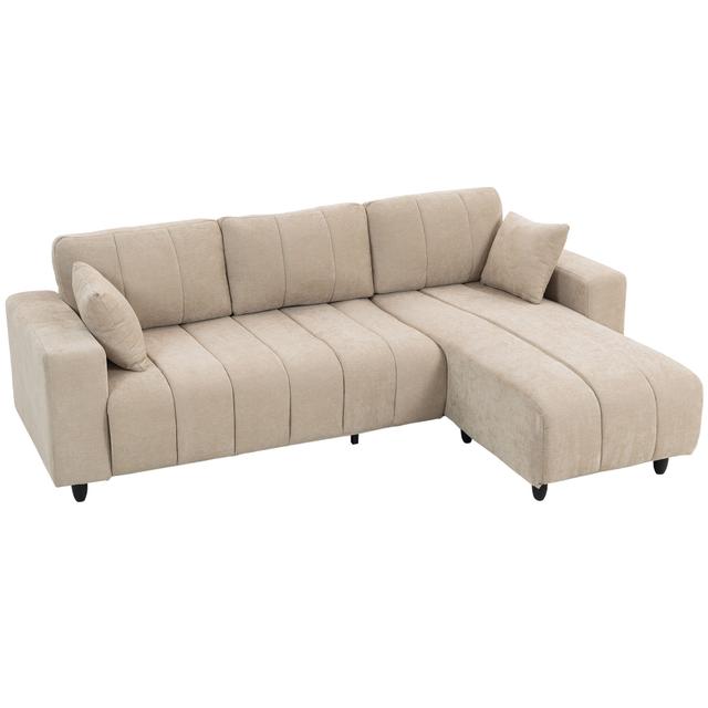 HOMCOM Sectional Sofa, 3 Seater L-Shaped Couch with Integrated Seat | Style: Beige | Size: 95"W X 61"D X 34"H | by TSC