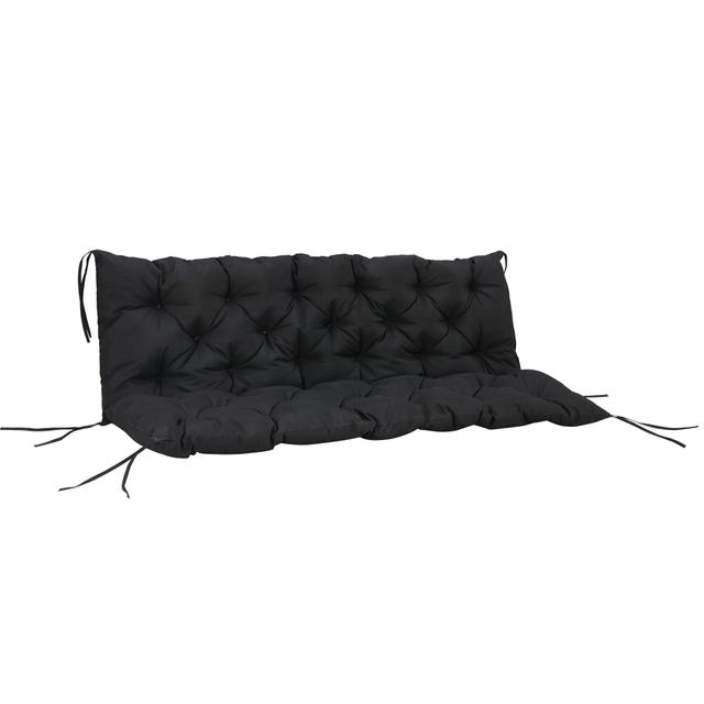 Outsunny 3-Seater Outdoor Bench Swing Chair Replacement Cushions | Style: Black | Size: 39" X 59" X 3" | by TSC