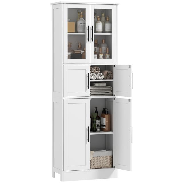 HOMCOM 67" Tall Bathroom Storage Cabinet, 6-Door Bathroom Cabinet, White | by TSC