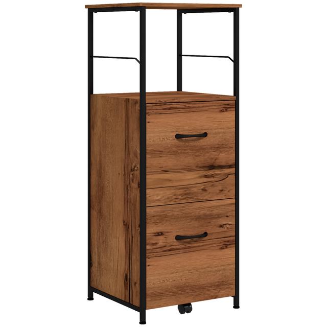 Vinsetto Vertical Filing Cabinet with Hanging Bars for Letter and A4 Size | Style: Rustic Brown | by TSC