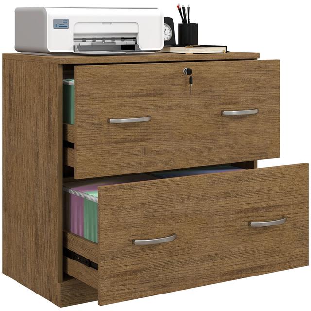 Vinsetto Filing Cabinet with 2 Drawers File Cabinet with Lock | Style: Light Brown | by TSC