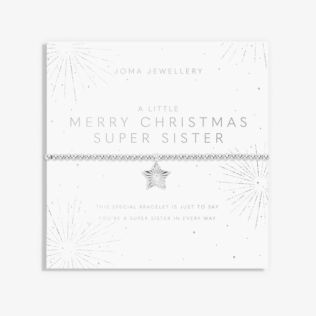 Joma Jewellery A Little 'Merry Christmas Super Sister' Bracelet In Silver Plating