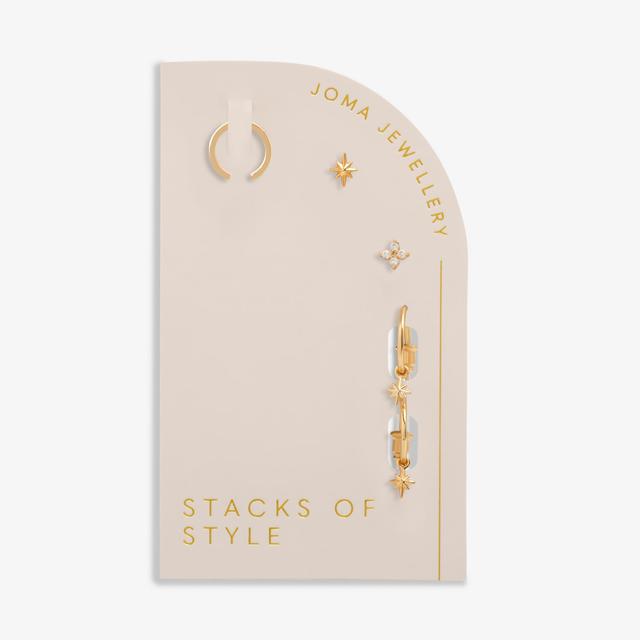 Joma Jewellery Stacks Of Style Pack Of 5 Star Earrings In Gold Plating