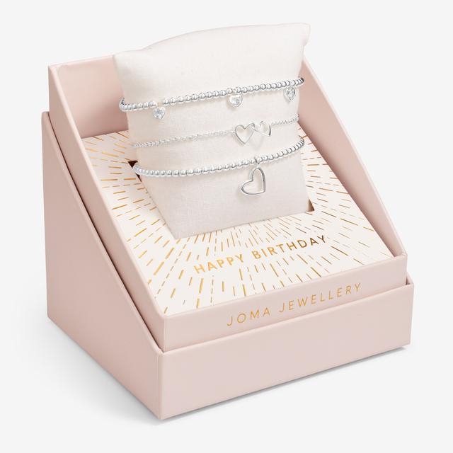 Joma Jewellery Celebrate You Gift Box 'Happy Birthday' Bracelets In Silver Plating