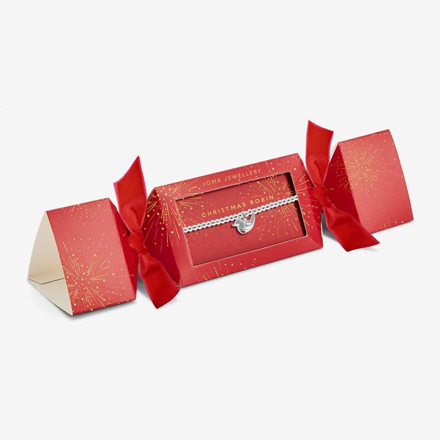 Joma Jewellery Christmas Cracker ' Christmas Robin ' Bracelet In Silver Plating