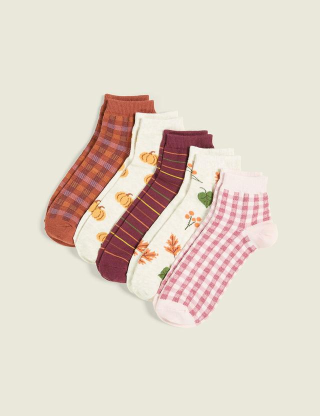 5-Pack Ankle Socks - Fall Whimsy