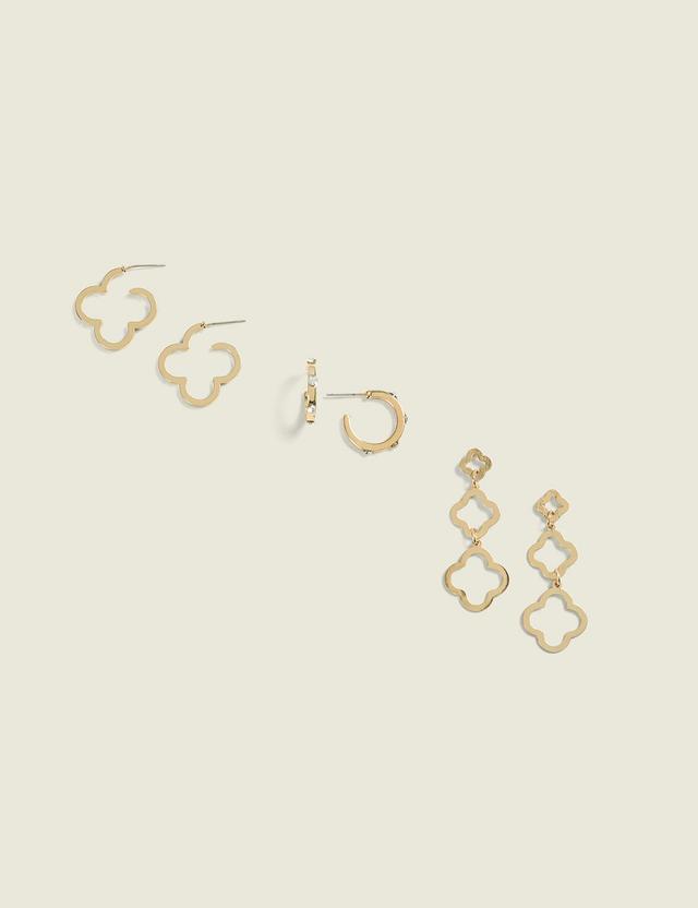 Goldtone Clover Earring 3-Pack