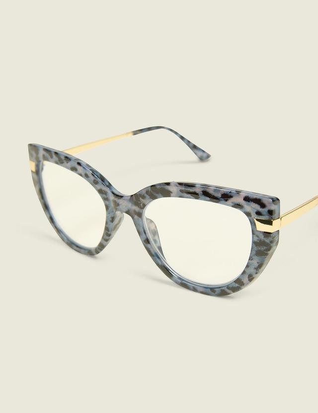 Blue Cheetah Print Cateye Reading Glasses