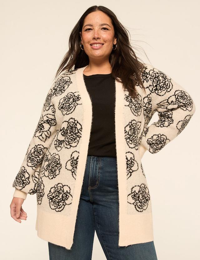Open-Front Jacquard Cardigan