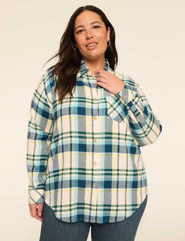 Lurex Shimmer Plaid Button-Down Shirt