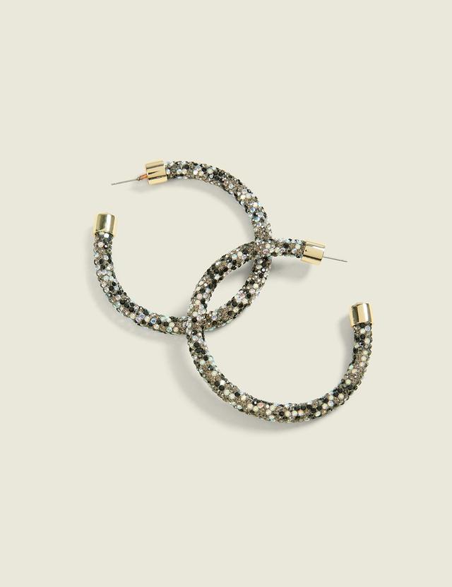 Grey & Pave Hoop Earrings