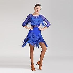 Latin Dance Dress Women's Performance 3/4 Length Sleeve Natural Spandex