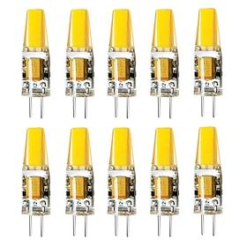 10pcs G4 2W 200lm COB LED Bi-pin Light Bulb Dimmable for Cabinet Light Ceiling Lights RV Boats Outdoor Lighting 20W Halogen Equivalent Warm White DC12V