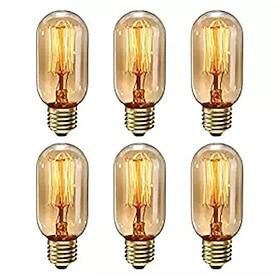 6pcs Dimmable T45 40W E27 Warm White Color Decorative Retro Incandescent Vintage Edison Light Bulbs AC220-240V
