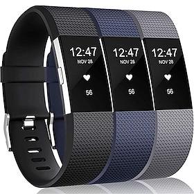 3 Pack Bands Compatible with Fitbit Charge 2, Classic Special Edition Silicone Fitness Sport Replacement Bands for Fitbit Charge 2, Women Men