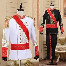 Elegant Retro Vintage Victorian Coat Pants Outfits Prince Corrina victorian Gentleman Kingsman Aristocrat Solid Colored Ball Gown Fancy Dress Men's Halloween M
