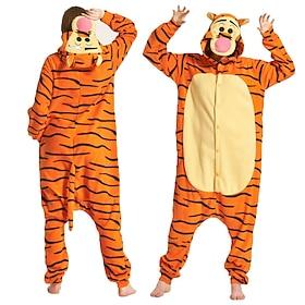 Adults' Cosplay Costume Party Costume Costume Cartoon Tiger Animal Animal Onesie Pajamas Polar Fleece Cosplay For Boys Girls' Couple's Christmas Animal Sleepwe