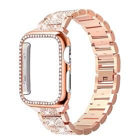 Jewelry Bracelet Compatible with Apple Watch band 38mm 40mm 41mm 42mm 44mm 45mm 49mm with Case Luxury Stainless Steel Rhinestone Strap Replacement Wristband fo