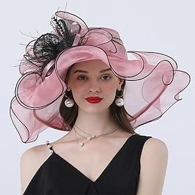 Tulle Hat Fashion Vintage Style Elegant Luxurious Organza Hats Headwear with Bowknot Flower Trim 1 PC Wedding Horse Race Melbourne Cup Ladies Day Headpiece dre