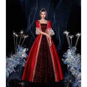 Gothic Rokoko Vintage inspiriert Kleid Partykostüm Maskerade Prinzessin Shakespeare Damen Feste Farbe Ballkleid Weihnachten Karneval Maskerade Party Maskerade