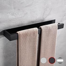 Towel Bar,Self Adhesive Wall Mounted 304 Stainless Steel Single Bar Matte Black Silvery Bathroom  Kitchen Decoration