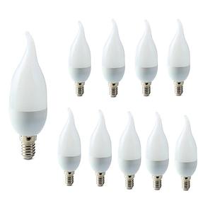 10pcs E14 3W LED Candle Light Bulb Candelabra Chandelier Lamp Decoration Light Warm White Cool White C35 C35L Frosted 220-240V